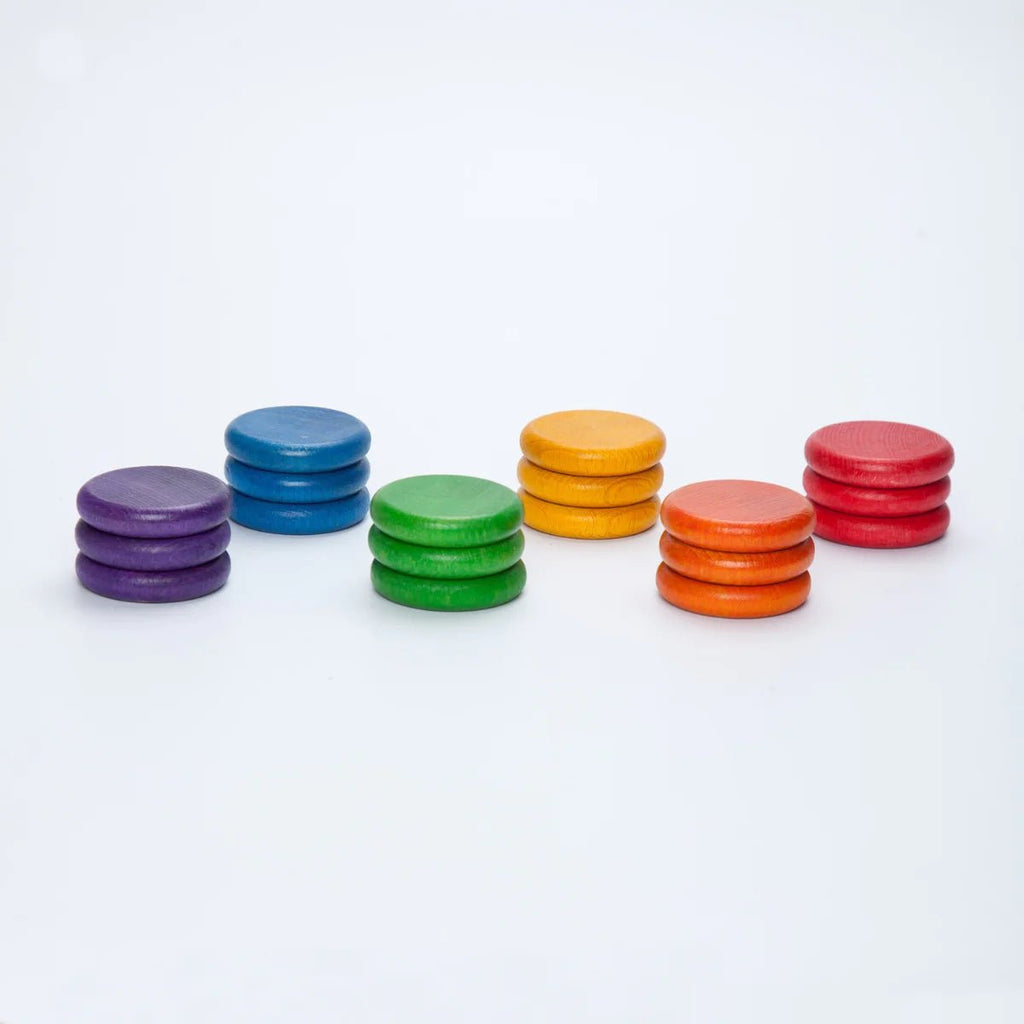 Grapat Renkli Diskler (18 Adet) - Gökkuşağı Renkleri-Ahşap Waldorf ve Montessori Oyuncak-2-Kidsmondo