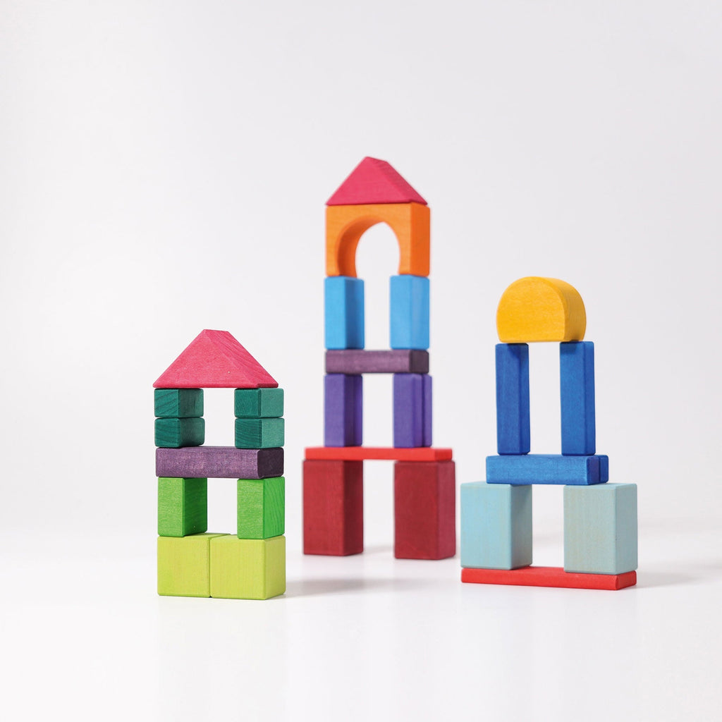 Grimms Renkli 30 Geometrik Waldorf Blok-Ahşap Waldorf ve Montessori Oyuncak-3-Kidsmondo