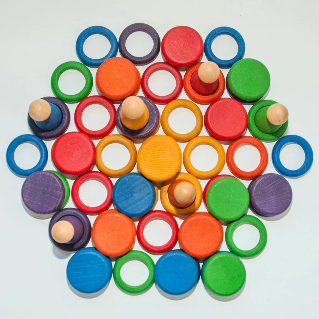 Grapat Ahşap Nins® Figürler, Halkalar ve Diskler (60 parça)-Ahşap Waldorf ve Montessori Oyuncak-1-Kidsmondo