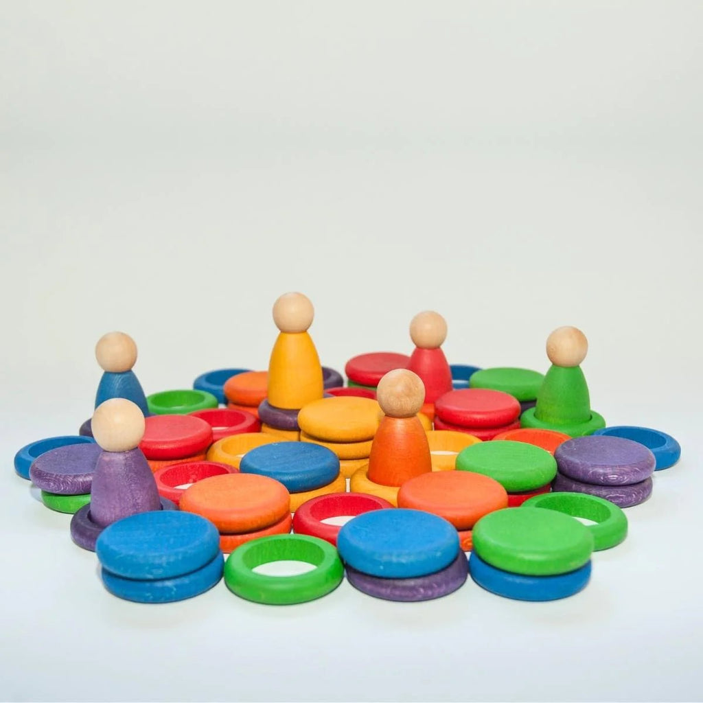 Grapat Ahşap Nins® Figürler, Halkalar ve Diskler (60 parça)-Ahşap Waldorf ve Montessori Oyuncak-2-Kidsmondo