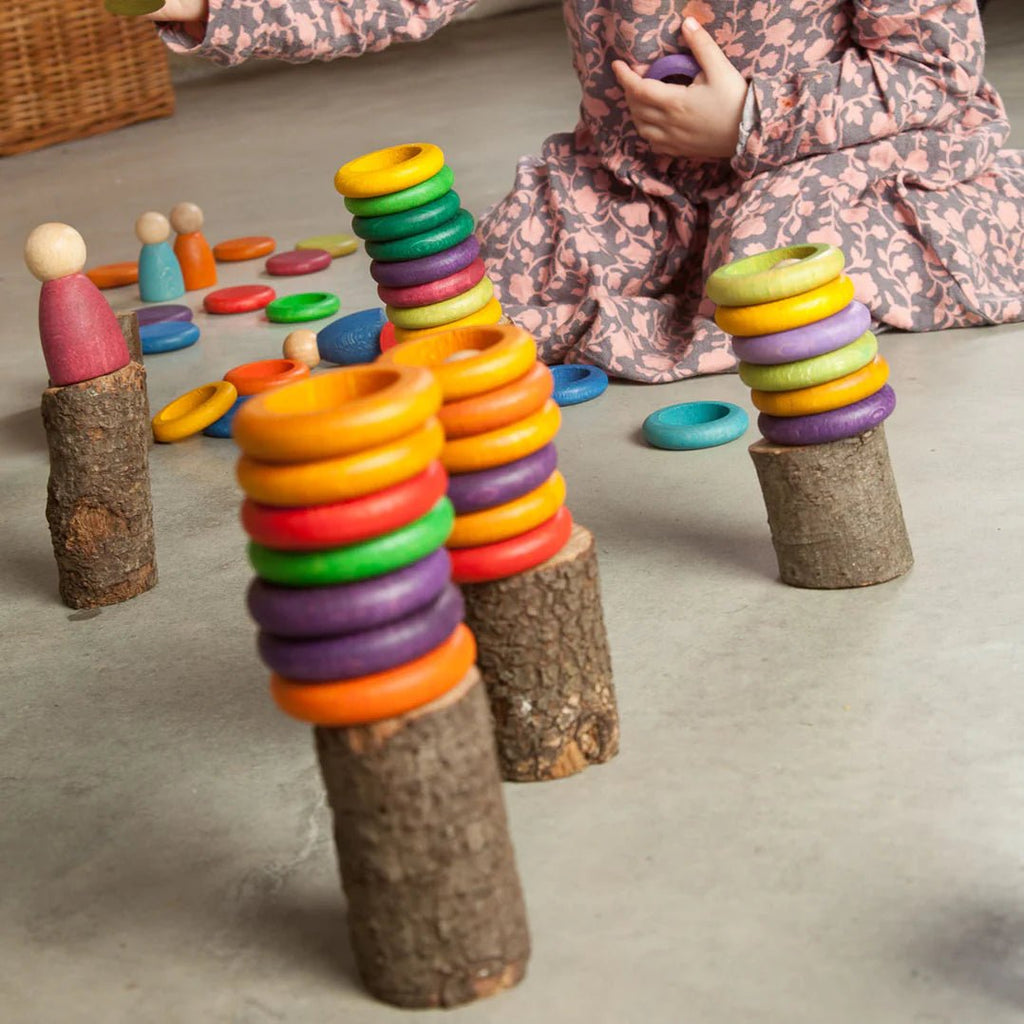 Grapat Halkaları (72 Adet - 12 Renk)-Ahşap Waldorf ve Montessori Oyuncak-2-Kidsmondo