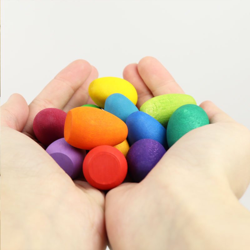 Grapat Mandala - Gökkuşağı Yumurtalar (36 Adet)-Ahşap Waldorf ve Montessori Oyuncak-2-Kidsmondo