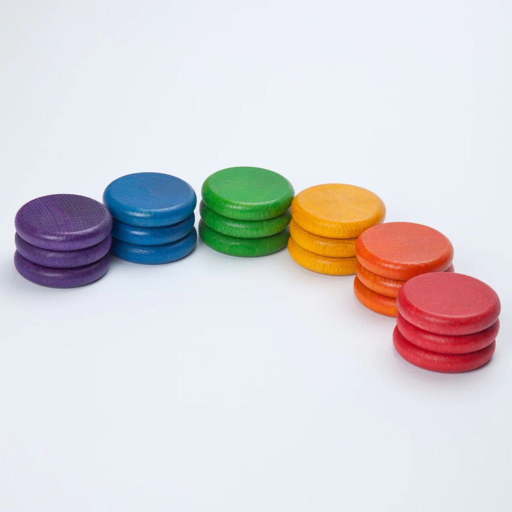 Grapat Renkli Diskler (18 Adet) - Gökkuşağı Renkleri-Ahşap Waldorf ve Montessori Oyuncak-1-Kidsmondo