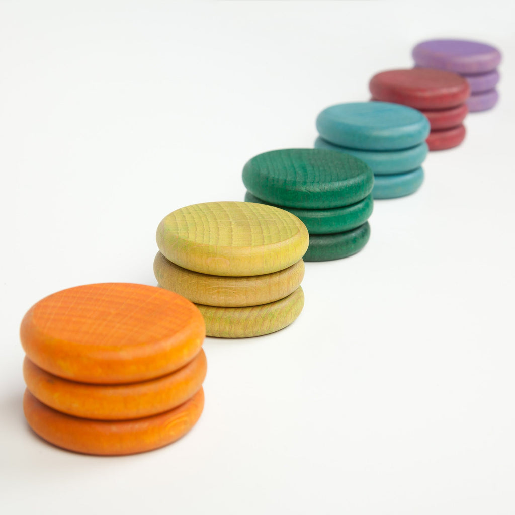 Grapat Renkli Diskler (18 Adet) - Pastel Renkler-Ahşap Waldorf ve Montessori Oyuncak-1-Kidsmondo