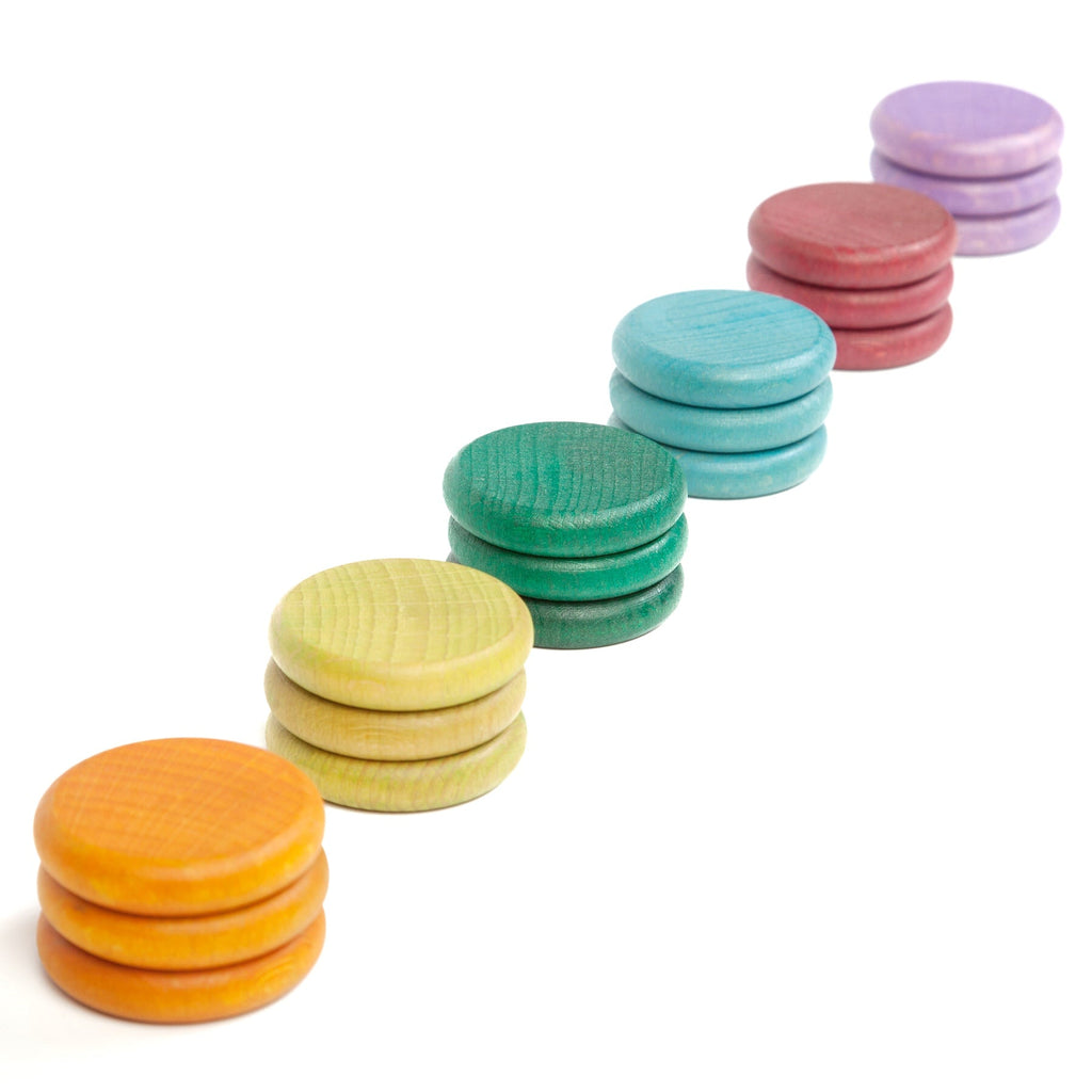 Grapat Renkli Diskler (18 Adet) - Pastel Renkler-Ahşap Waldorf ve Montessori Oyuncak-2-Kidsmondo