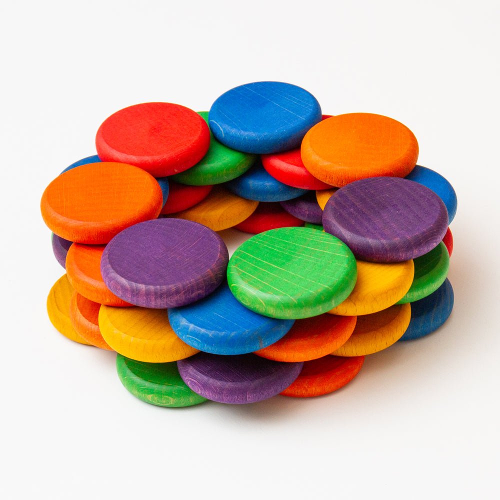 Grapat Renkli Diskler (36 Adet) - Gökkuşağı Renkleri-Ahşap Waldorf ve Montessori Oyuncak-1-Kidsmondo