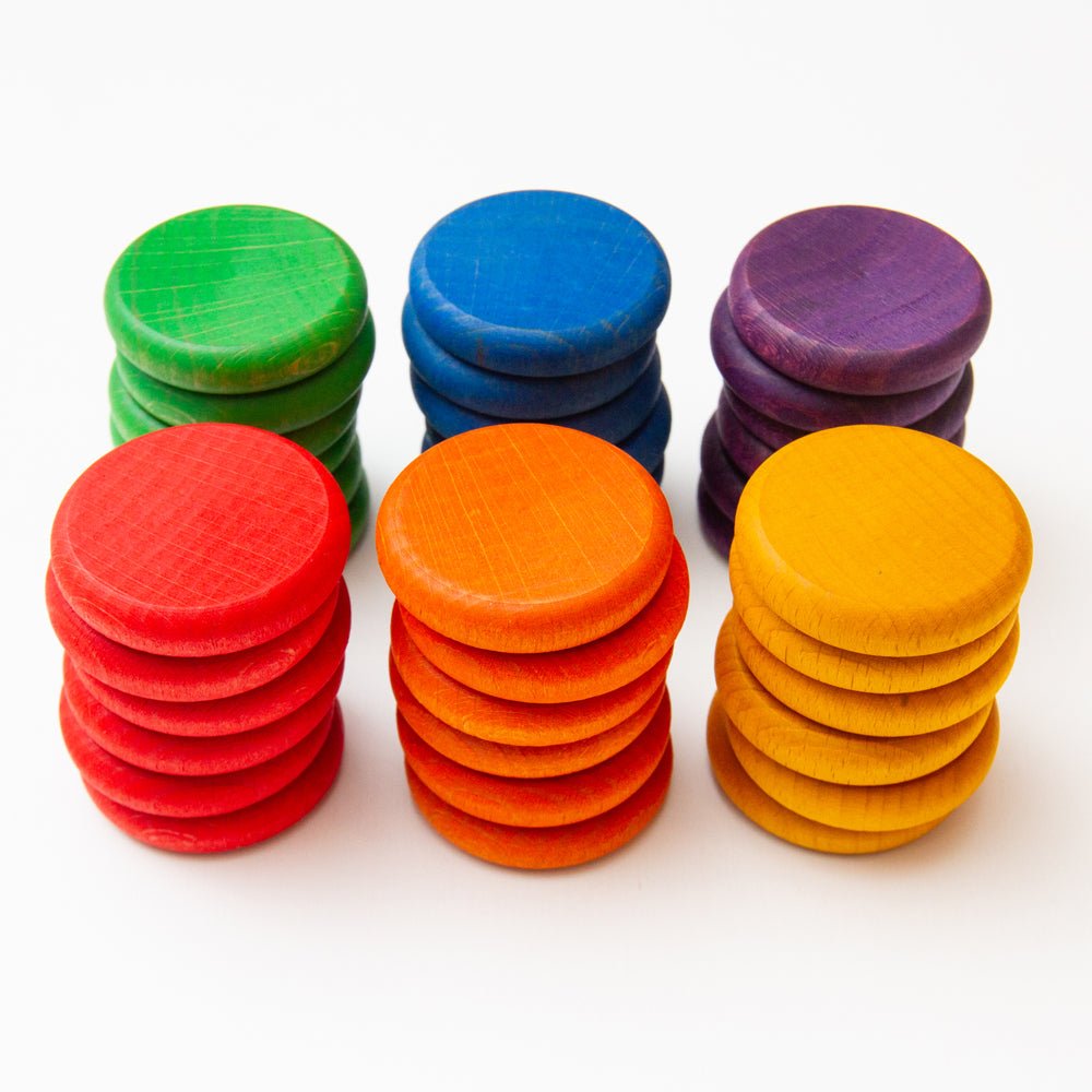 Grapat Renkli Diskler (36 Adet) - Gökkuşağı Renkleri-Ahşap Waldorf ve Montessori Oyuncak-5-Kidsmondo