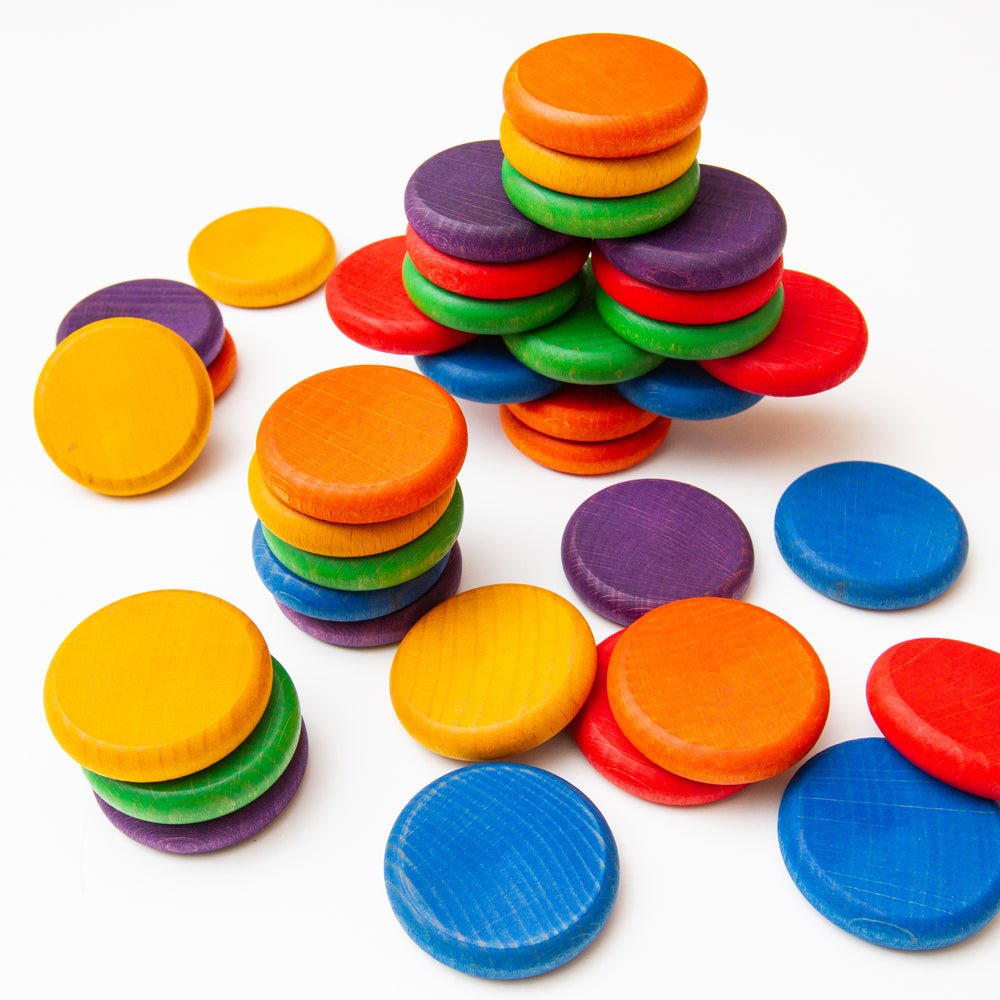 Grapat Renkli Diskler (36 Adet) - Gökkuşağı Renkleri-Ahşap Waldorf ve Montessori Oyuncak-4-Kidsmondo
