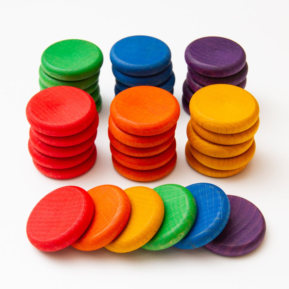Grapat Renkli Diskler (36 Adet) - Gökkuşağı Renkleri-Ahşap Waldorf ve Montessori Oyuncak-6-Kidsmondo