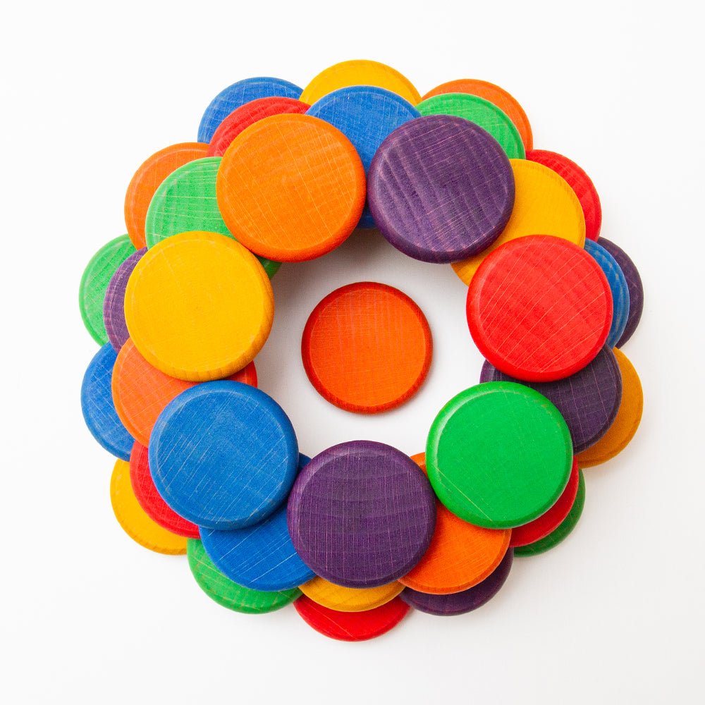 Grapat Renkli Diskler (36 Adet) - Gökkuşağı Renkleri-Ahşap Waldorf ve Montessori Oyuncak-3-Kidsmondo