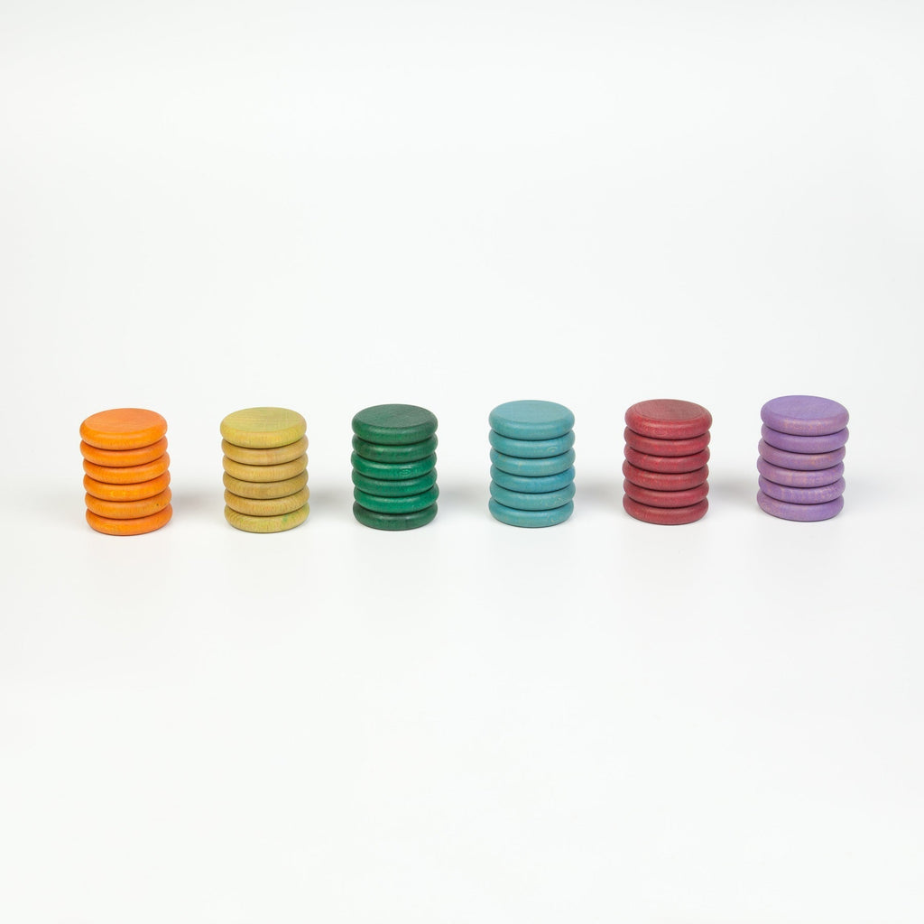 Grapat Renkli Diskler (36 Adet) - Pastel Renkler-Ahşap Waldorf ve Montessori Oyuncak-1-Kidsmondo