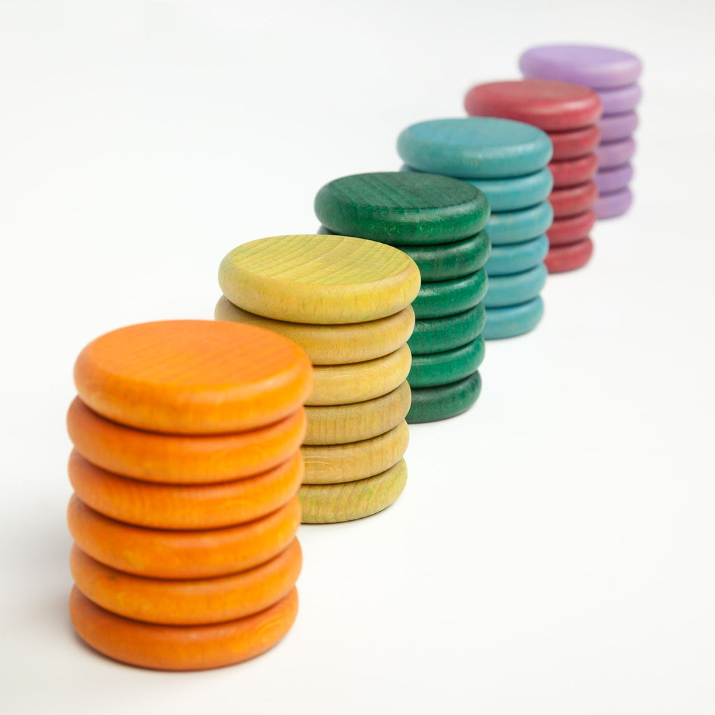 Grapat Renkli Diskler (36 Adet) - Pastel Renkler-Ahşap Waldorf ve Montessori Oyuncak-2-Kidsmondo