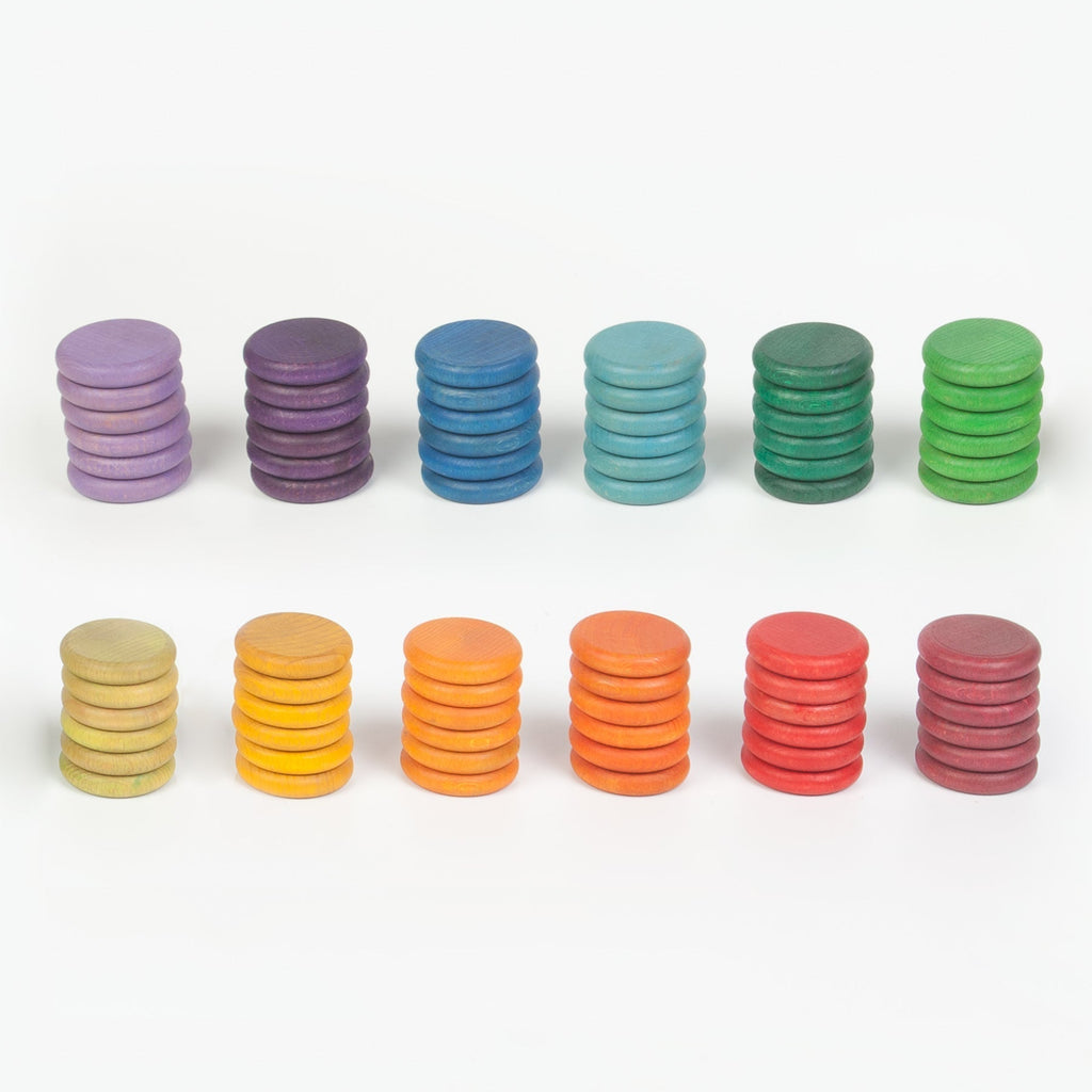 Grapat Renkli Diskler (72 Adet - 12 Renk)-Ahşap Waldorf ve Montessori Oyuncak-1-Kidsmondo