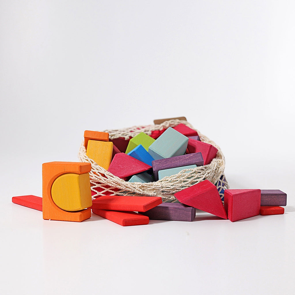 Grimms 60 Renkli Geometrik Blok-Ahşap Waldorf ve Montessori Oyuncak-2-Kidsmondo