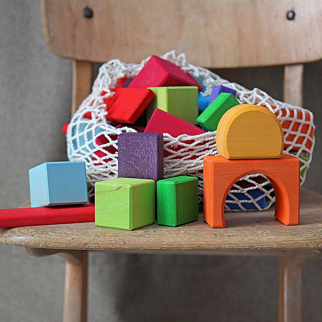 Grimms 60 Renkli Geometrik Blok-Ahşap Waldorf ve Montessori Oyuncak-5-Kidsmondo
