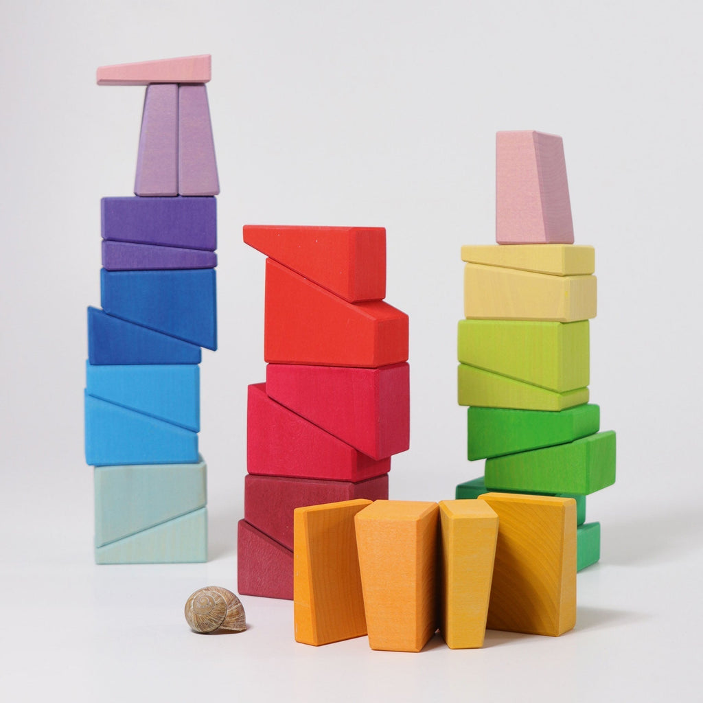 Grimms Asimetrik Bloklar (Schiefe Steine)-Ahşap Waldorf ve Montessori Oyuncak-6-Kidsmondo