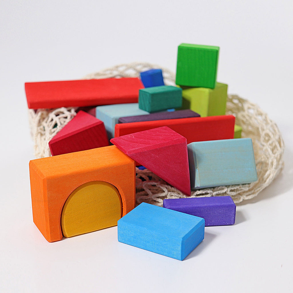 Grimms Renkli 30 Geometrik Waldorf Blok-Ahşap Waldorf ve Montessori Oyuncak-1-Kidsmondo