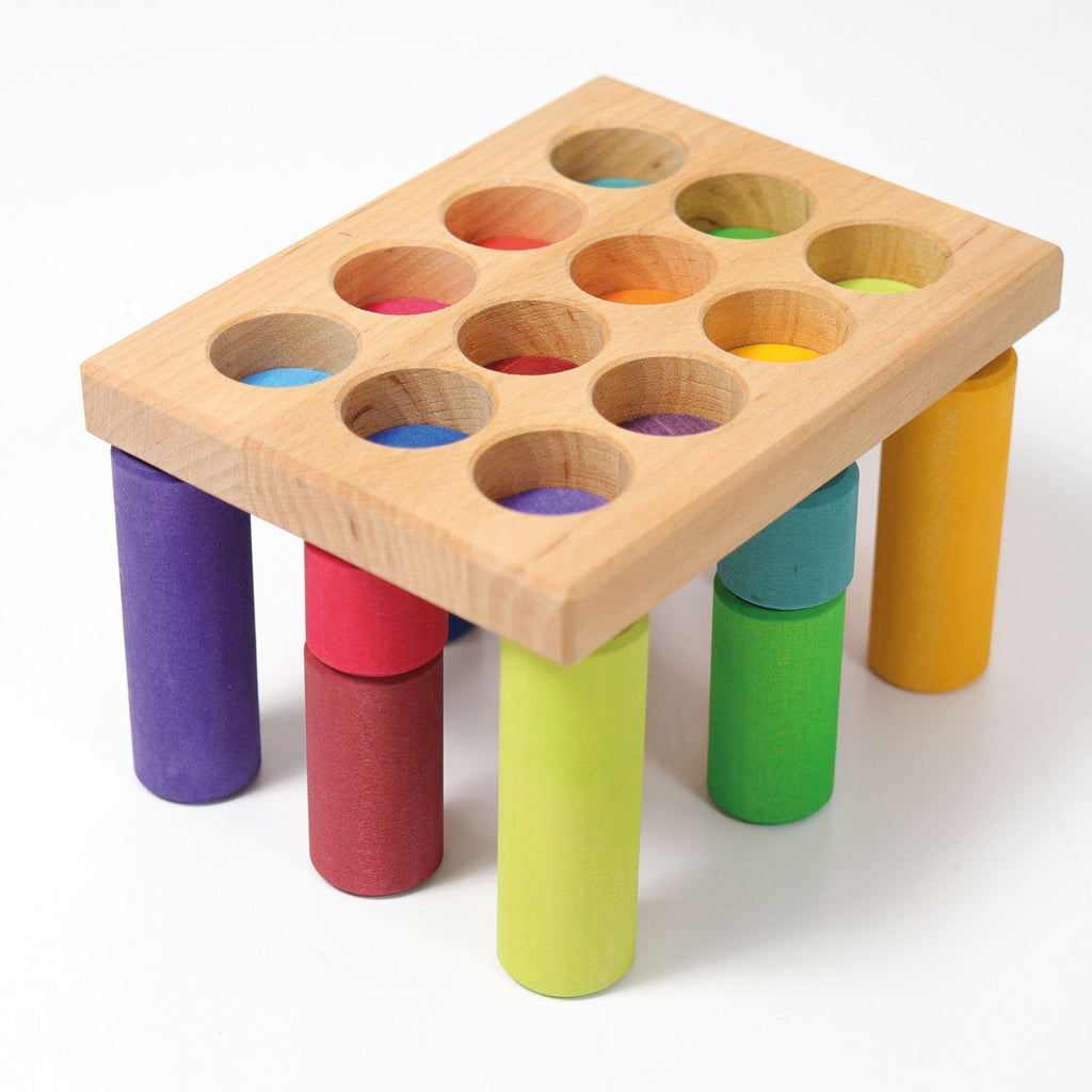 Grimms Silindir Bloklar - Gökkuşağı Renkleri-Ahşap Waldorf ve Montessori Oyuncak-3-Kidsmondo