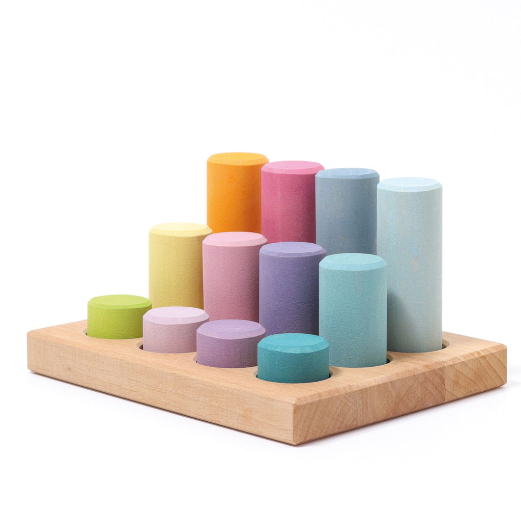 Grimms Silindir Bloklar - Pastel-Ahşap Waldorf ve Montessori Oyuncak-3-Kidsmondo