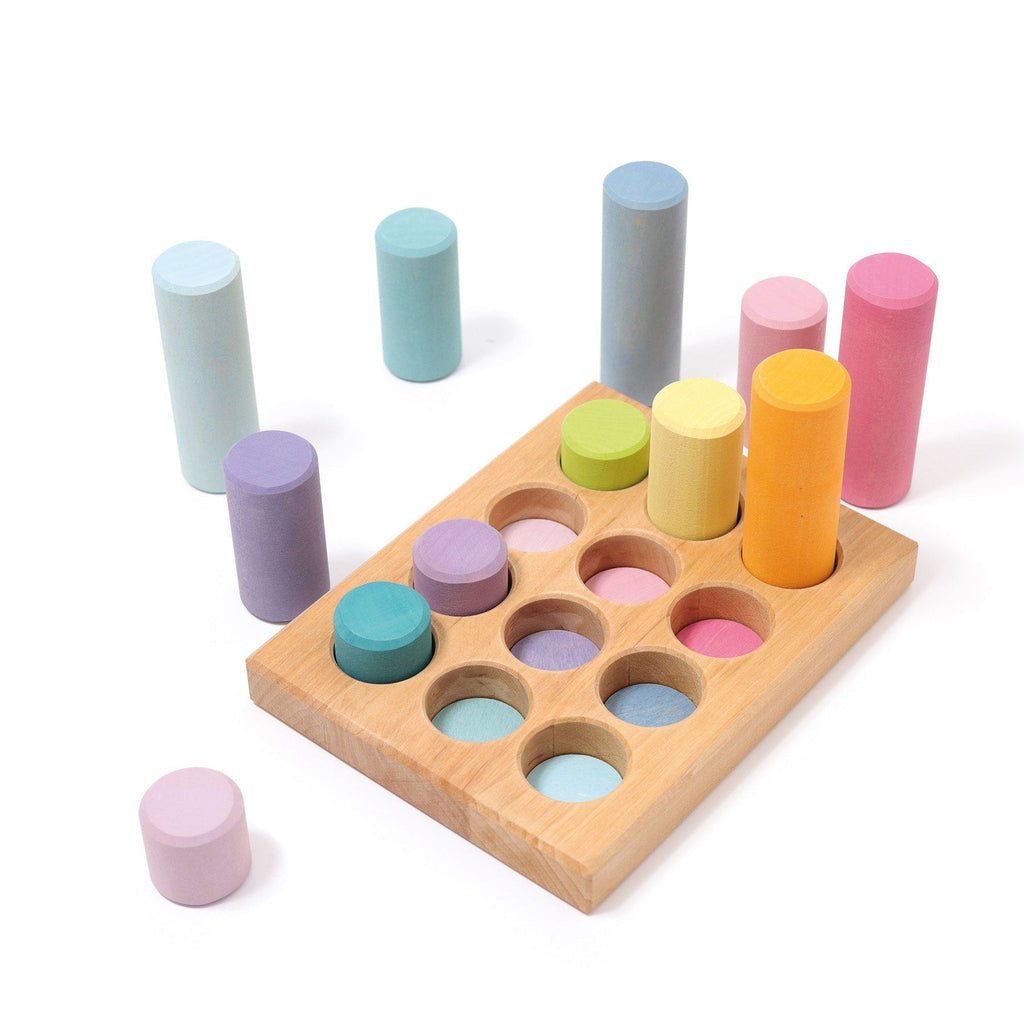Grimms Silindir Bloklar - Pastel-Ahşap Waldorf ve Montessori Oyuncak-6-Kidsmondo