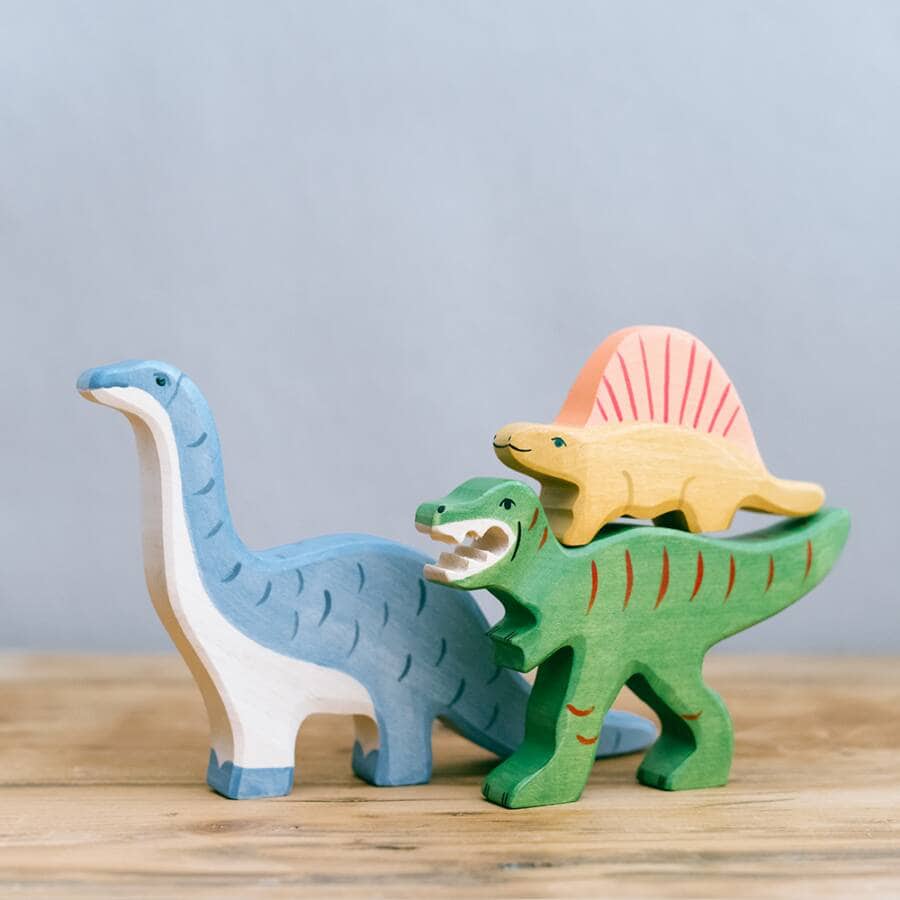 Holztiger Ahşap Oyuncak Dinozor - Pachycephalosaurus-Waldorf Ahşap Hayvan Figürü-3-Kidsmondo