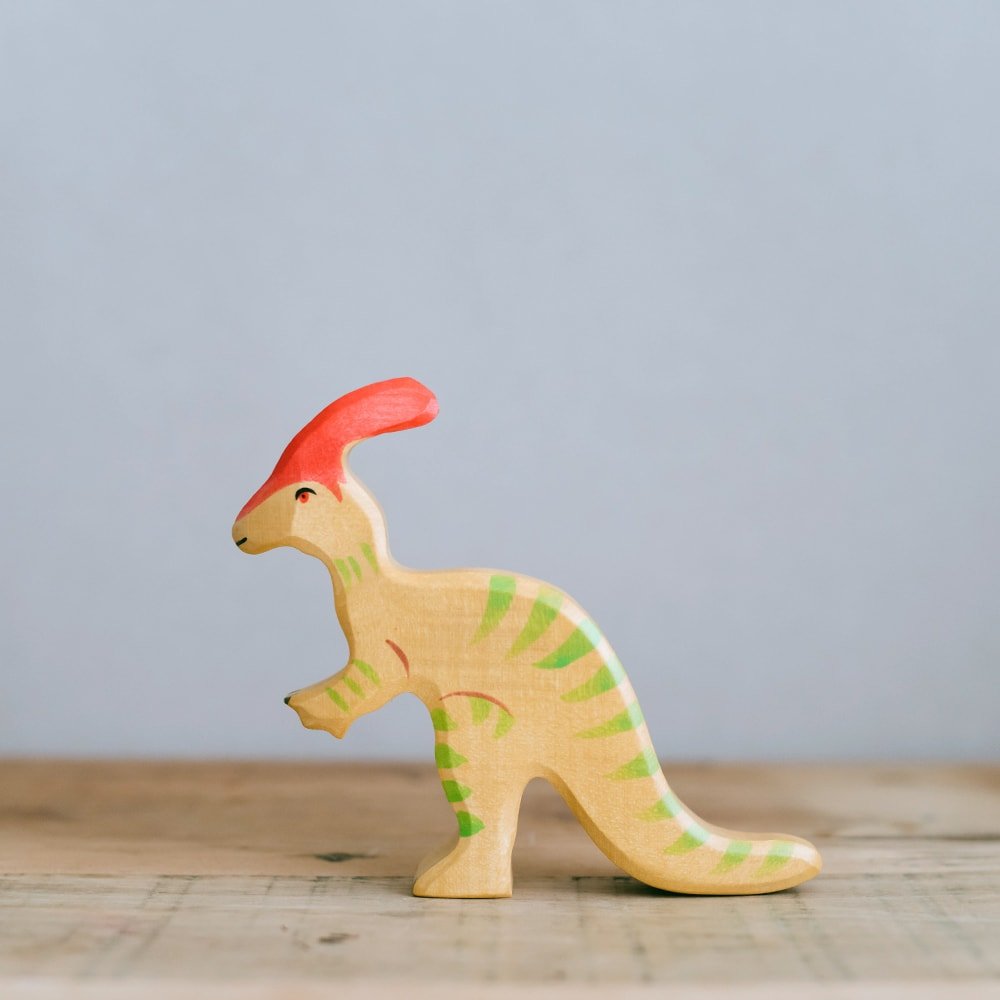 Holztiger Ahşap Oyuncak Dinozor - Parasaurolophus-Waldorf Ahşap Hayvan Figürü-1-Kidsmondo
