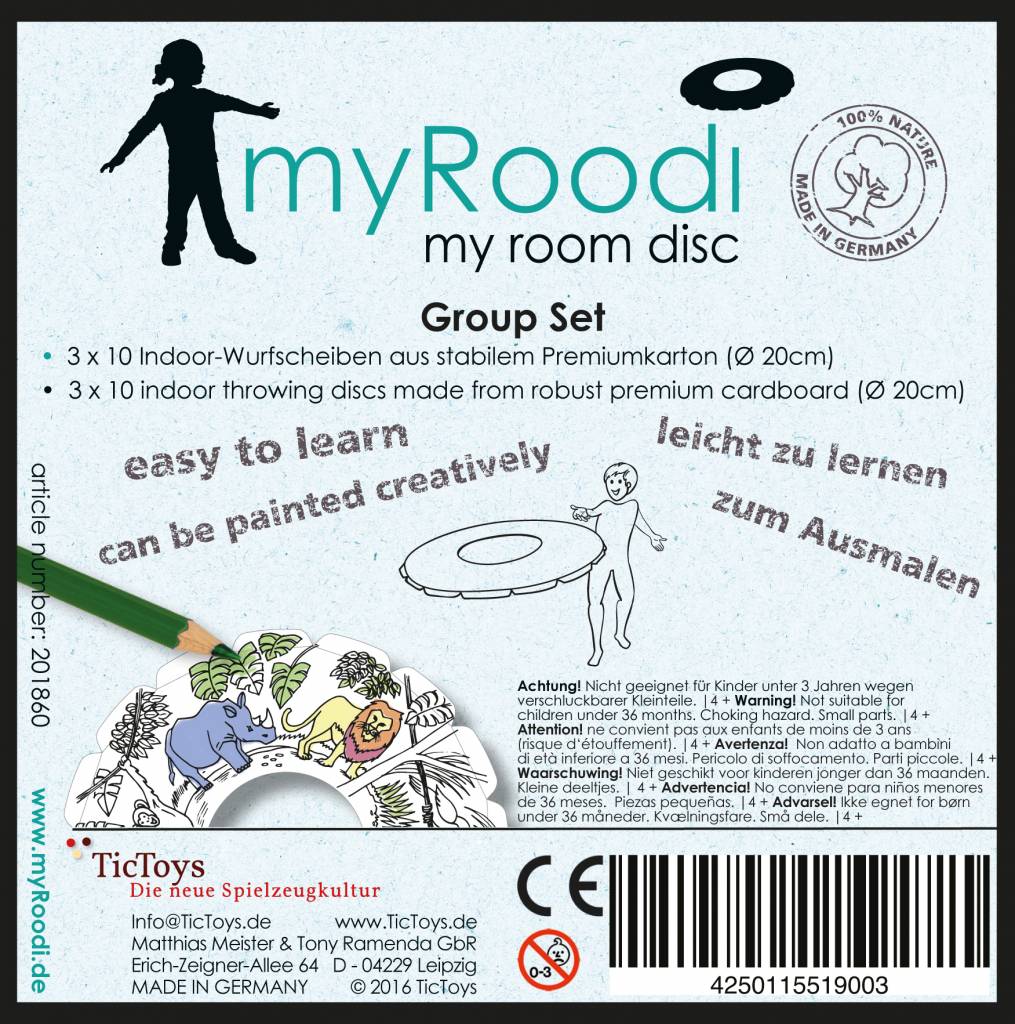 MyRoodi Boyanabilir Karton Frizbi - 3lü paket-Parti & Doğumgünü & Kutlama-3-Kidsmondo