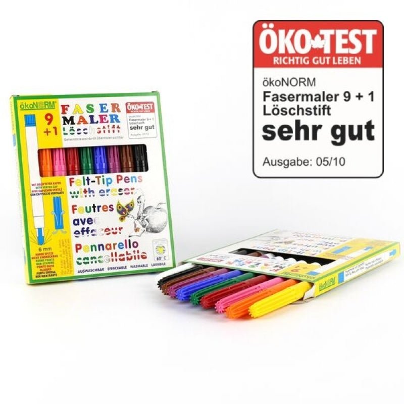 ÖkoNorm Yıkanabilir Keçeli Kalem - 9 renk + 1 silgi-kalem ( ÖkoTEST: Çok İyi )-Resim & Çizim & Boya-4-Kidsmondo