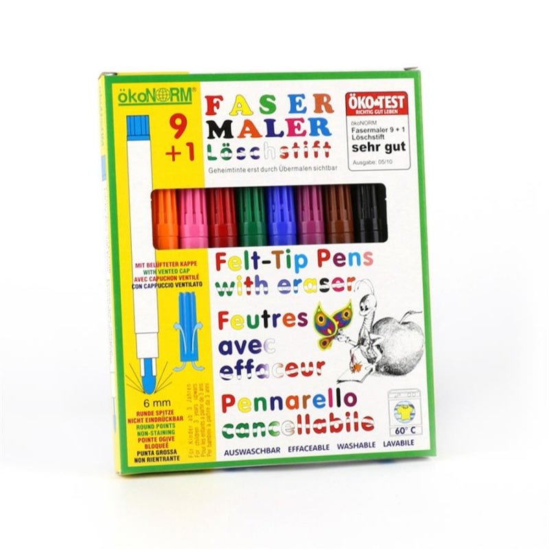 ÖkoNorm Yıkanabilir Keçeli Kalem - 9 renk + 1 silgi-kalem ( ÖkoTEST: Çok İyi )-Resim & Çizim & Boya-2-Kidsmondo