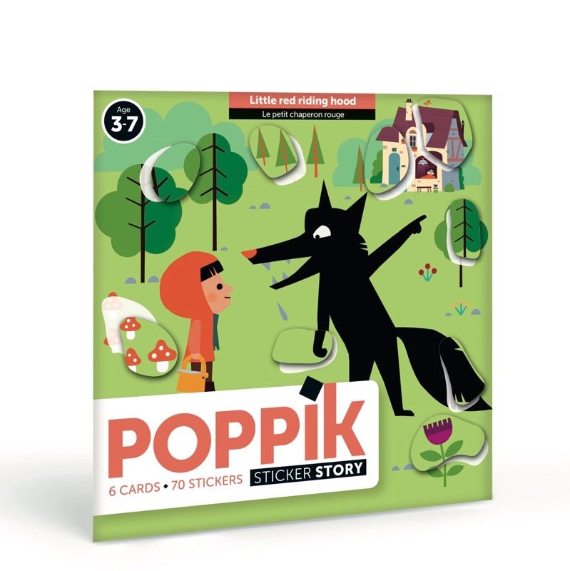 Poppik Sticker Story Cards - LITTLE RED RIDING HOOD-STICKER STORY CARDS-1-Kidsmondo