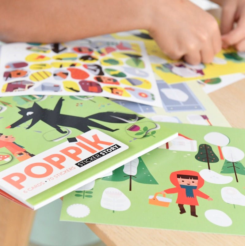 Poppik Sticker Story Cards - LITTLE RED RIDING HOOD-STICKER STORY CARDS-2-Kidsmondo