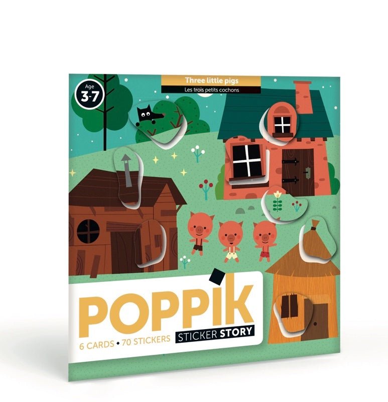 Poppik Sticker Story Cards - THREE LITTLE PIGS-STICKER STORY CARDS-1-Kidsmondo
